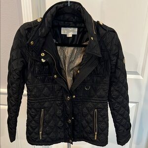 MICHAEL Michael Kors Black Utility Jacket with Quilted Design